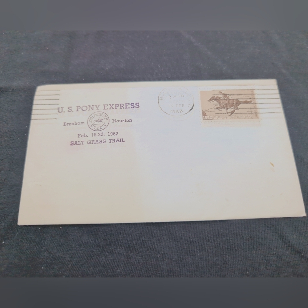 3 - 1962 U.S. Pony Express Salt Grass Trail Brenham To Houston FDC Envelopes - Picture 5 of 5
